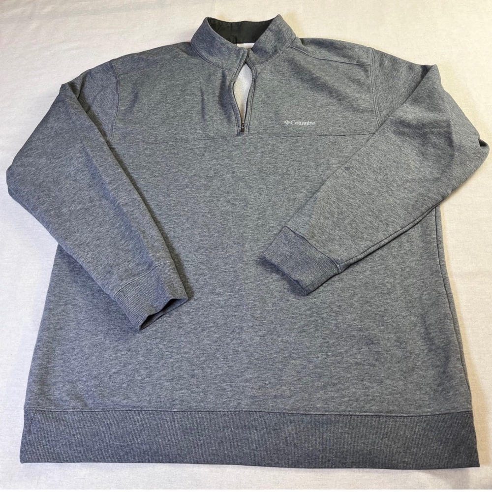 Columbia Mens XXL Gray Heather Fleece Quarter Zip Pullover Sweatshirt